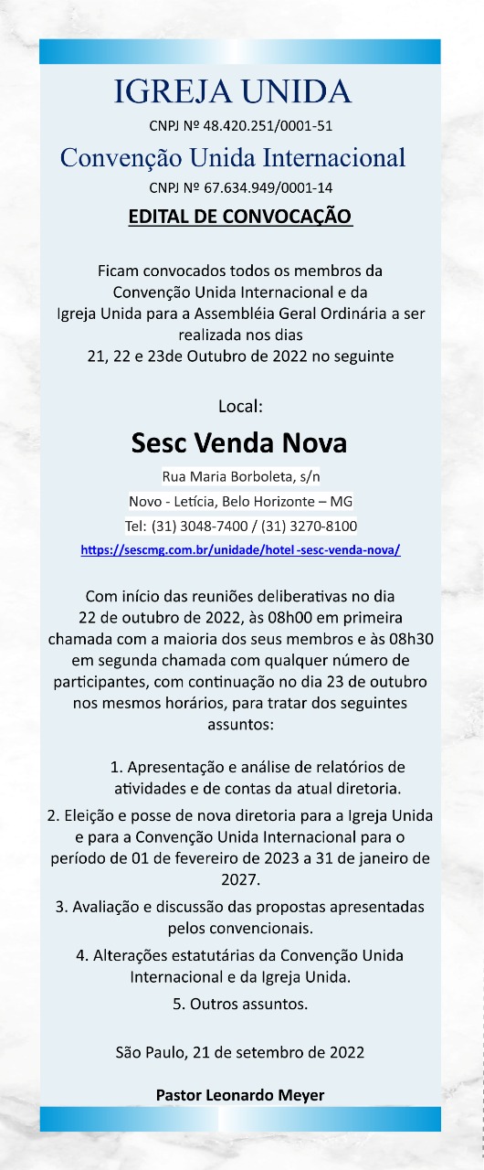 Edital de Convocação XXV Assembleia Geral